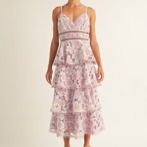 ⭐ Arose Studio, Inc. Eartha Tiered Lace Midi Dress – Lavender – XL – NWT